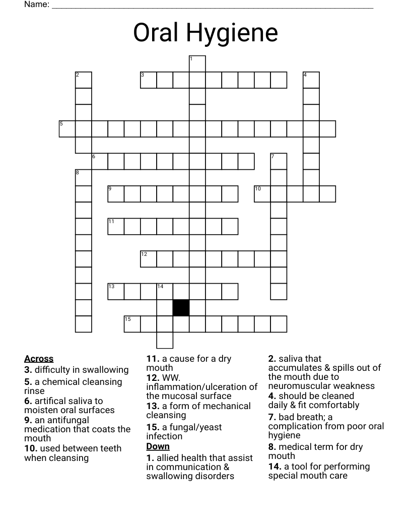 Oral Hygiene Crossword
