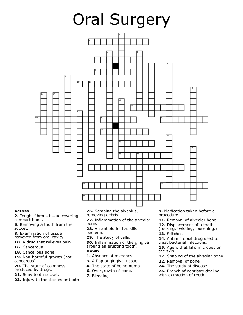 Oral Surgery Crossword