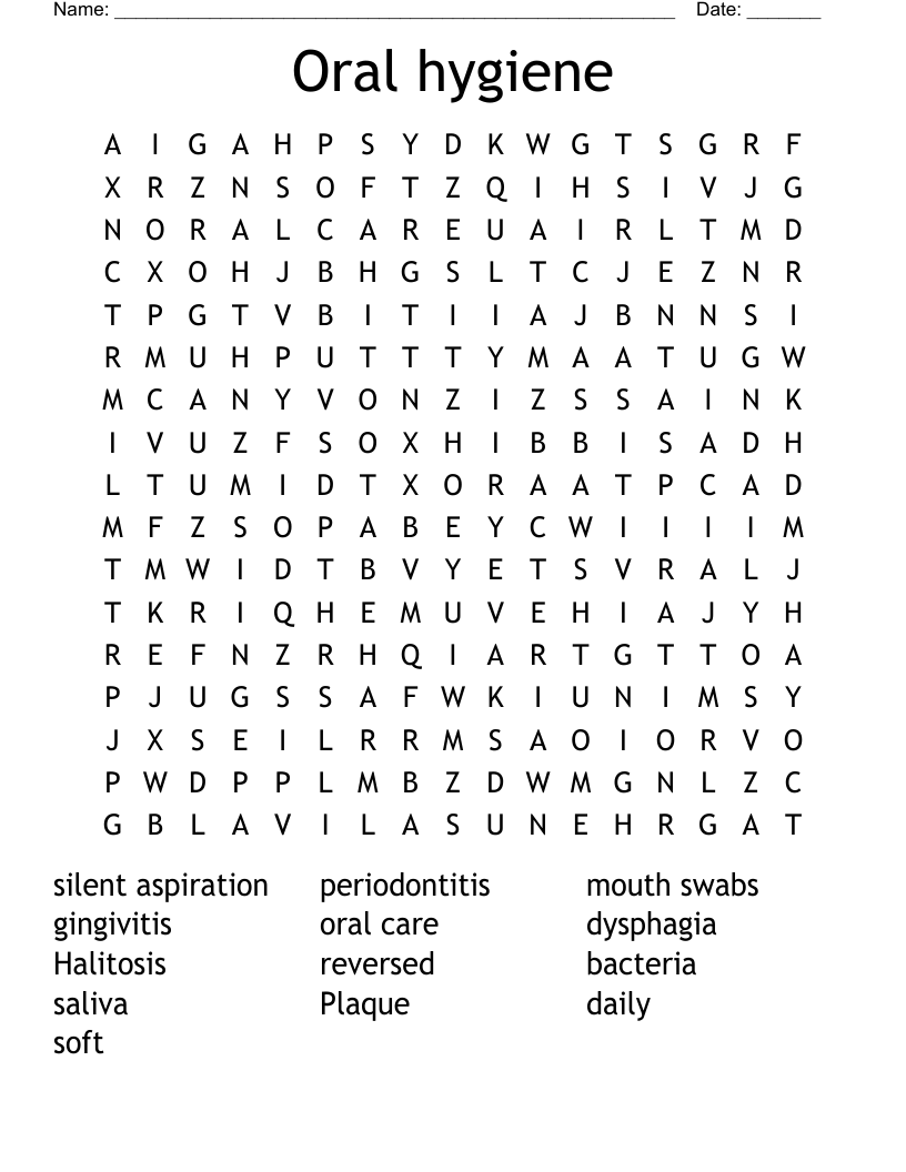 Oral hygiene Word Search
