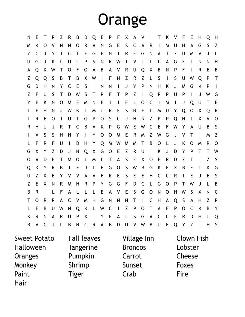 Orange Word Search