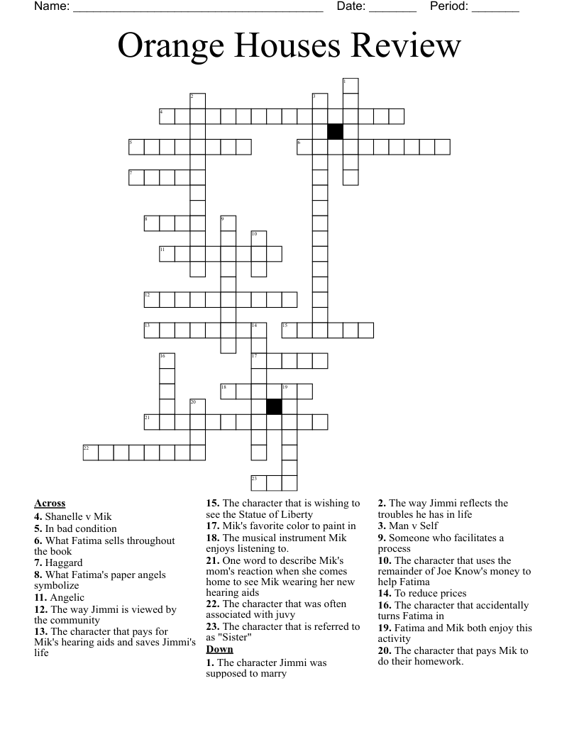 Orange Houses Review  Crossword