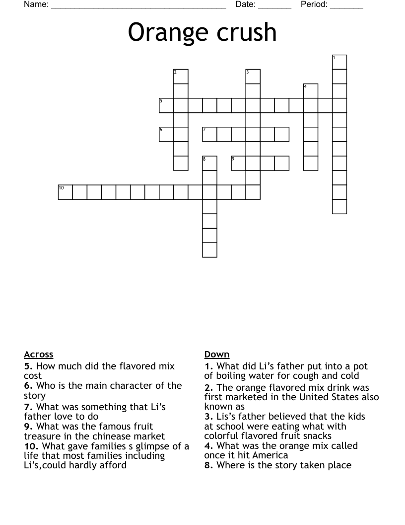 Orange crush  Crossword