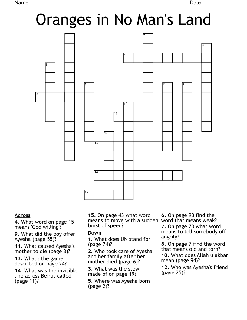 Oranges in No Man's Land Crossword