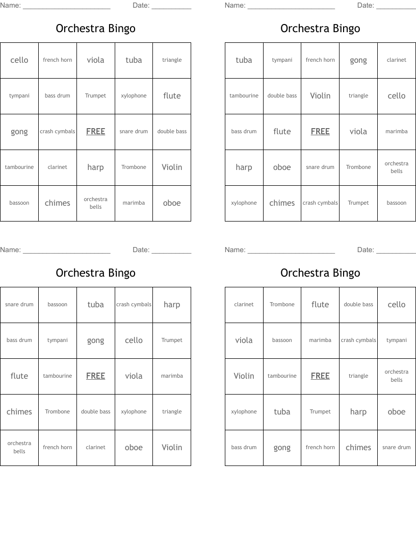Orchestra Bingo