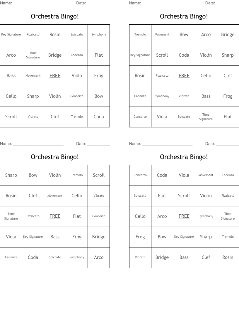Orchestra Bingo!