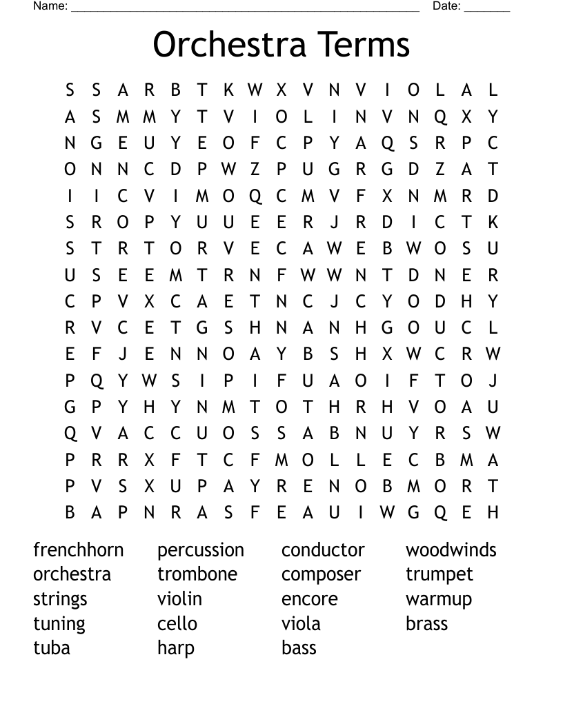 Orchestra Terms Word Search