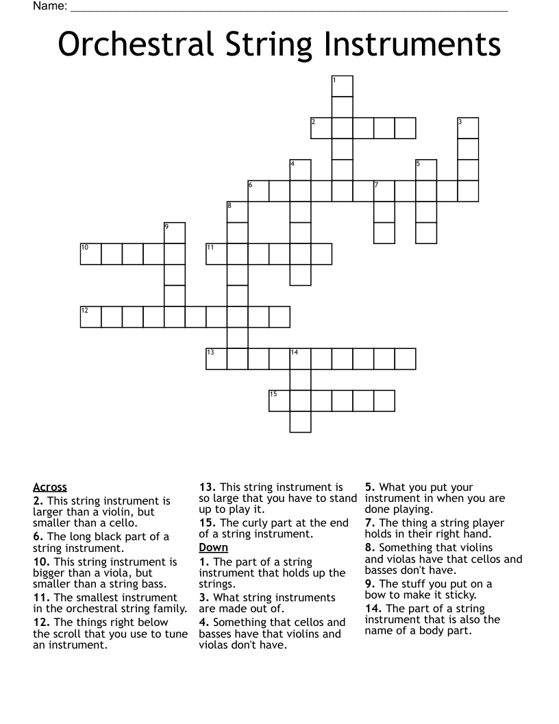 Orchestral String Instruments Crossword