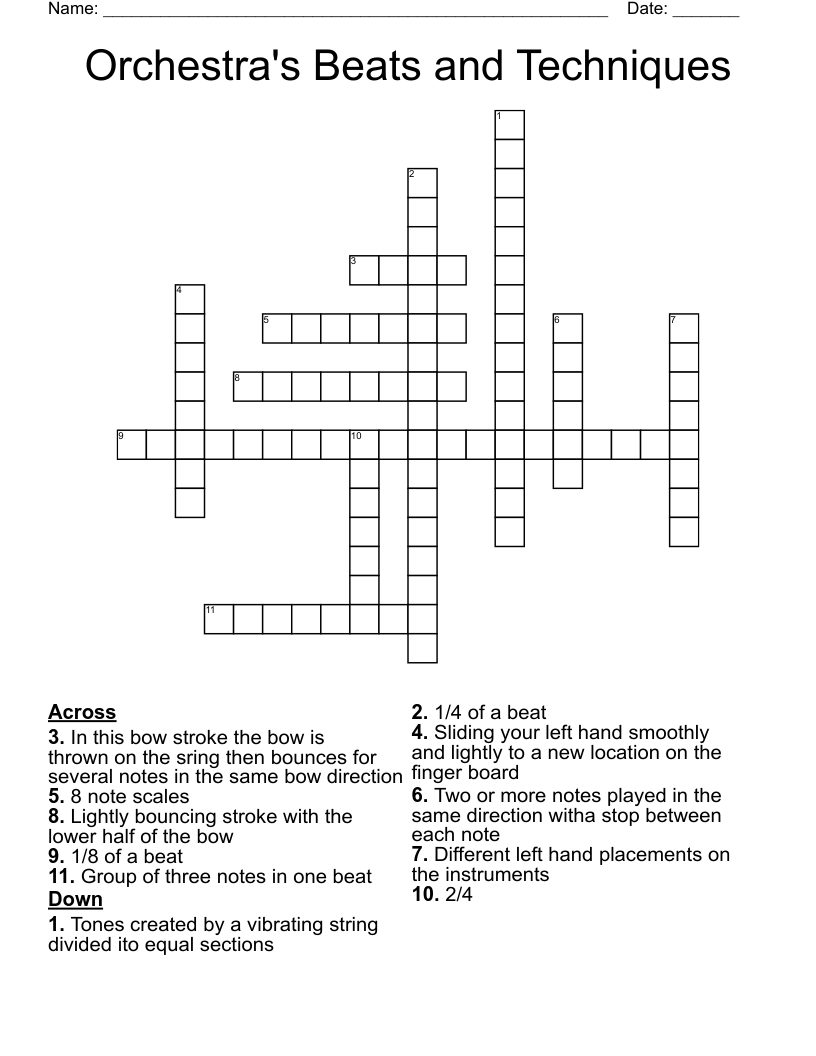 Orchestra's Beats and Techniques Crossword