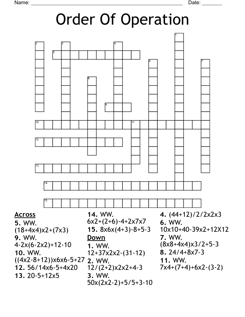 Order Of Operation  Crossword