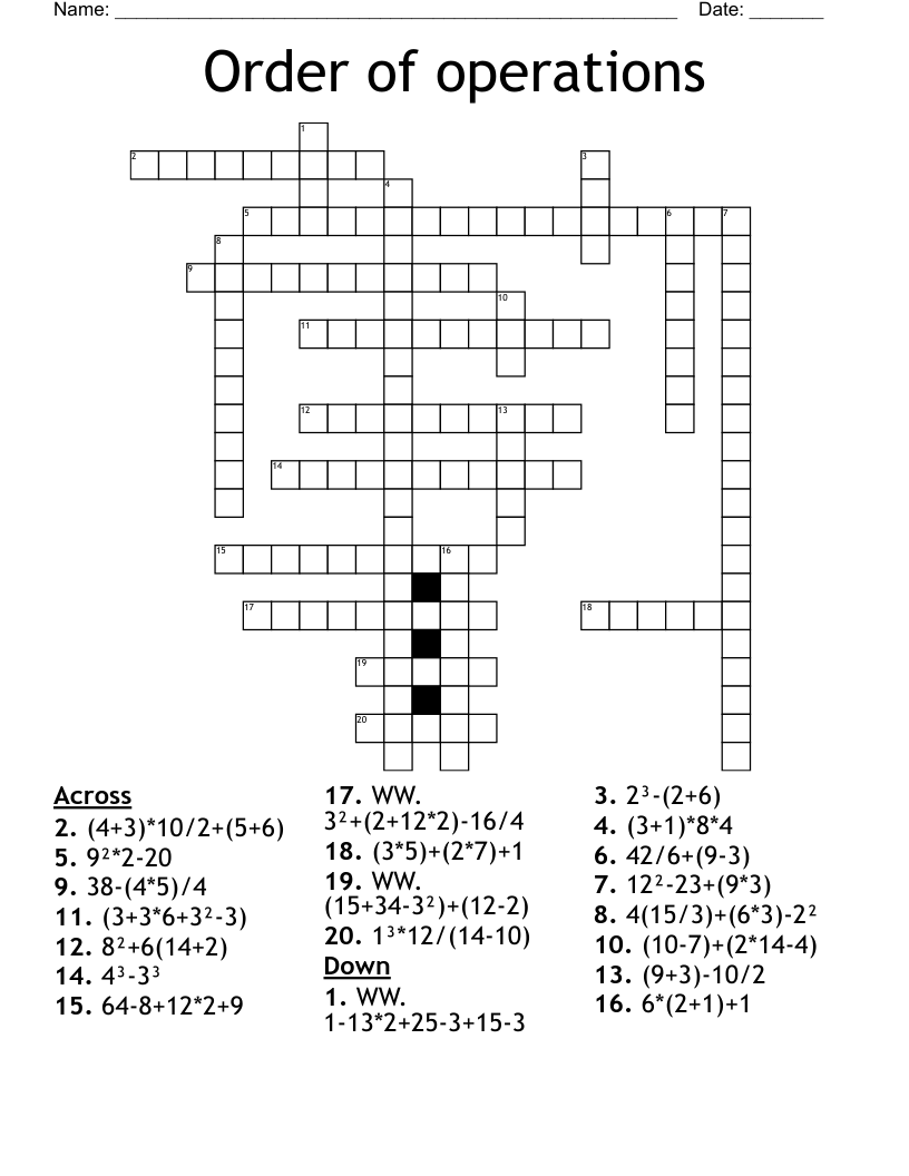 Order of operations Crossword
