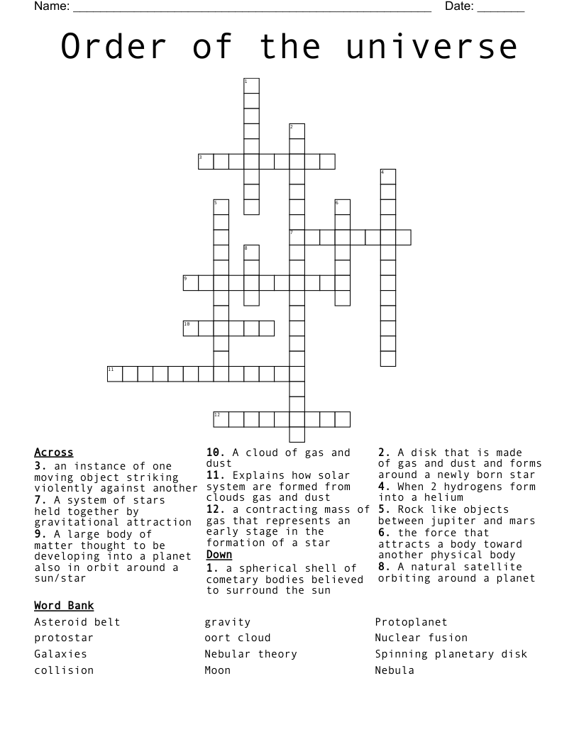 Order of the universe Crossword