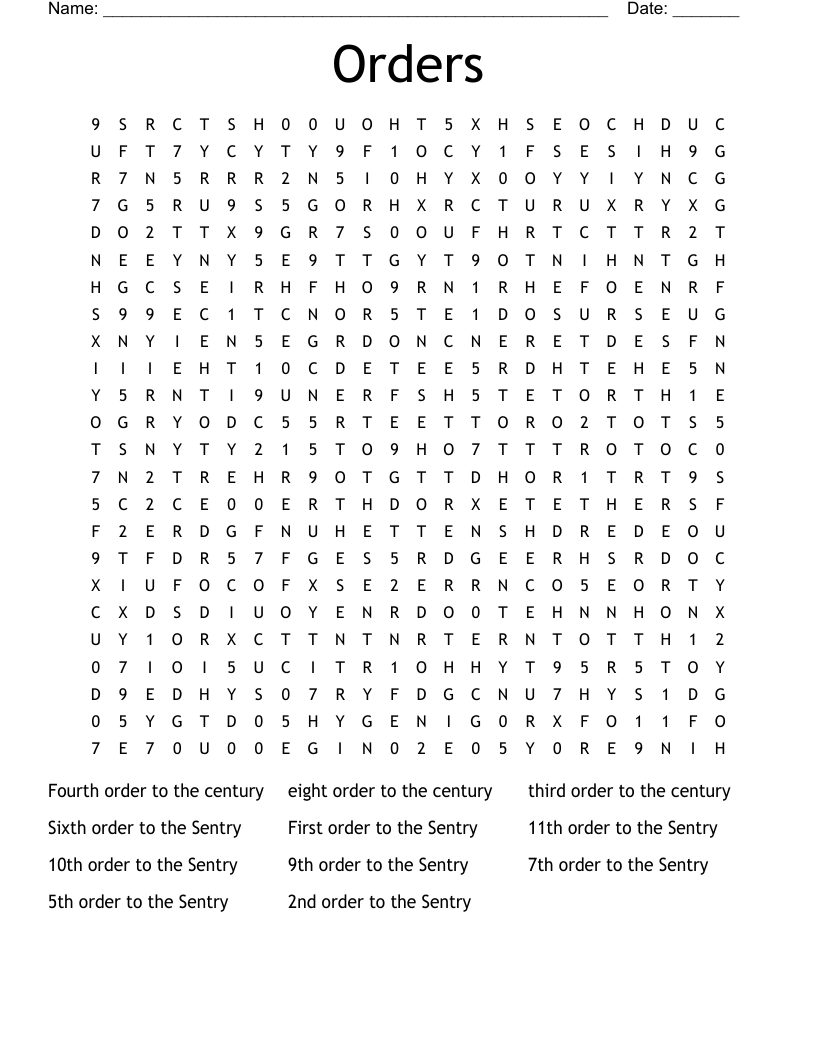 Orders  Word Search