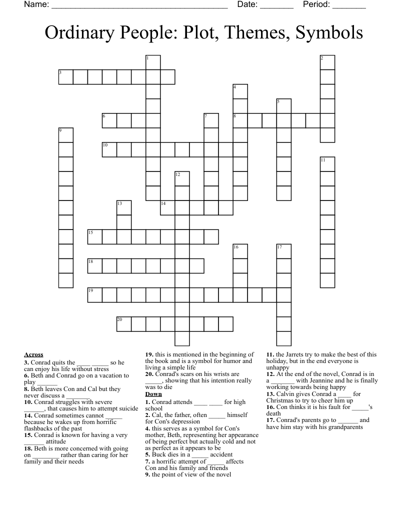 Ordinary People: Plot, Themes, Symbols  Crossword