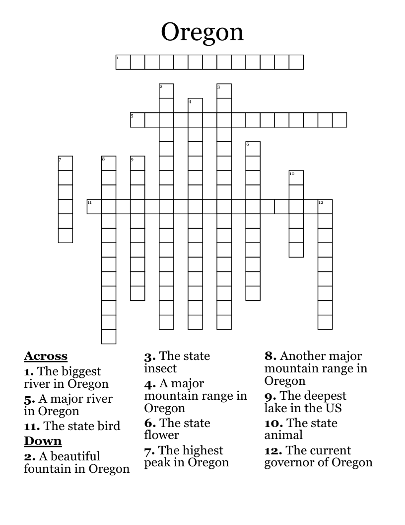 Oregon Crossword