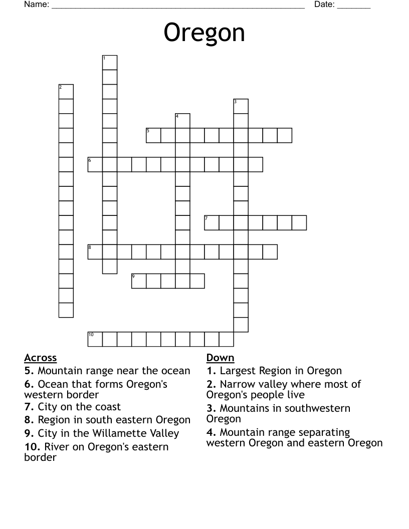 Oregon Crossword