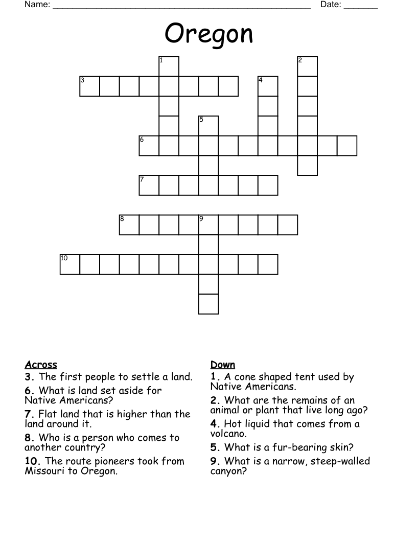 Oregon Crossword