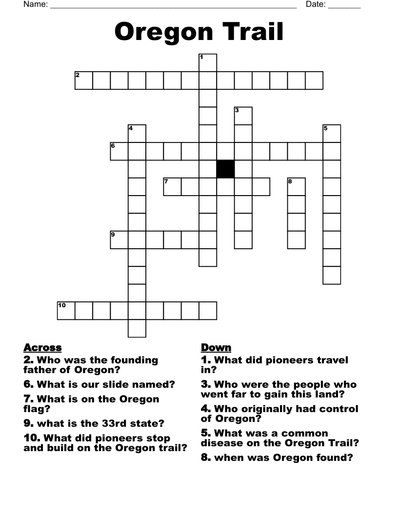 Oregon Trail Crossword