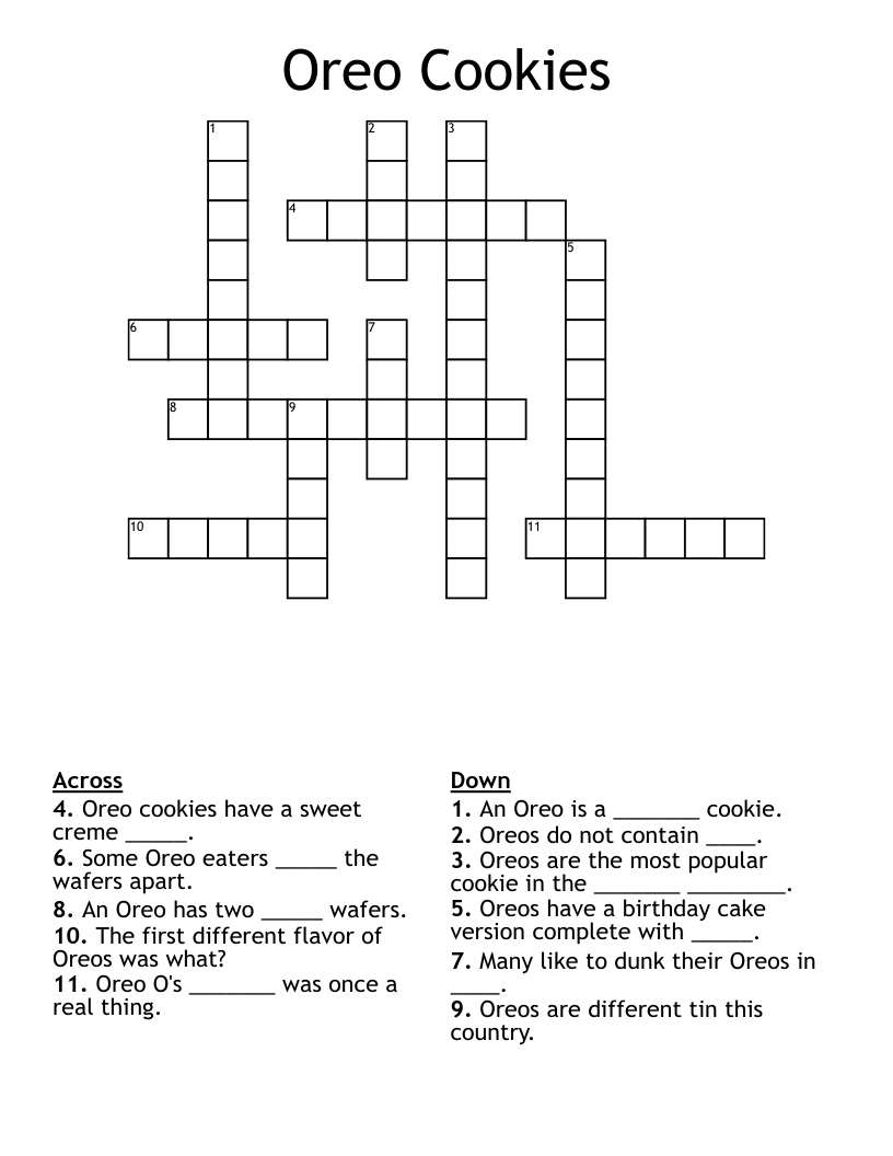 Oreo Cookies Crossword
