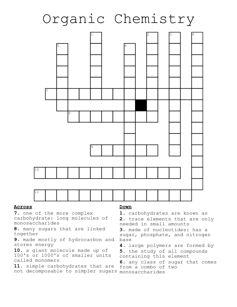 Organic Chemistry Crossword