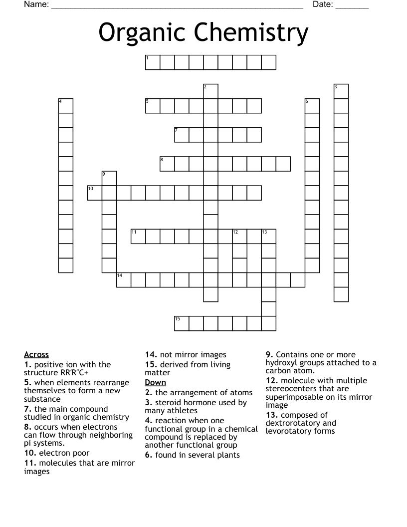 Organic Chemistry Crossword