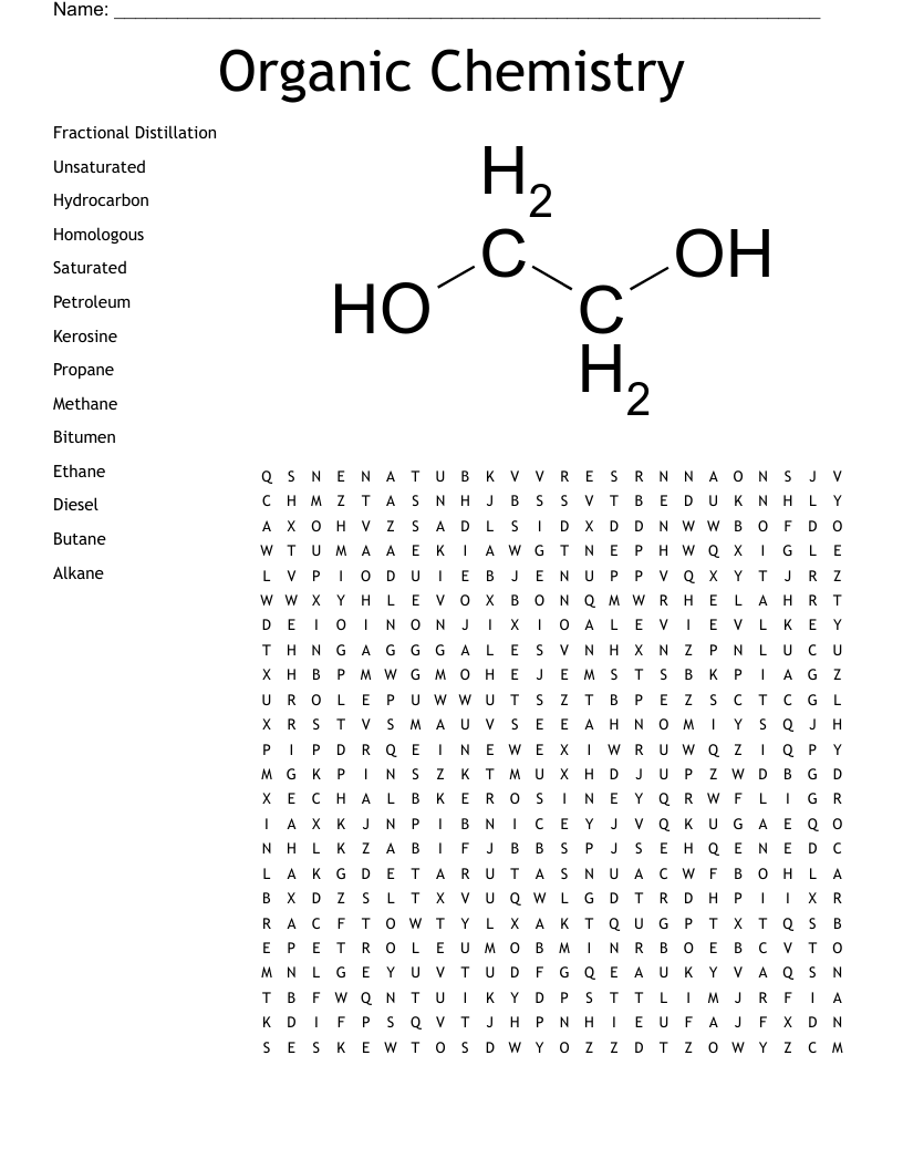 Organic Chemistry Word Search