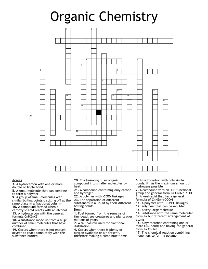 Organic Chemistry Crossword