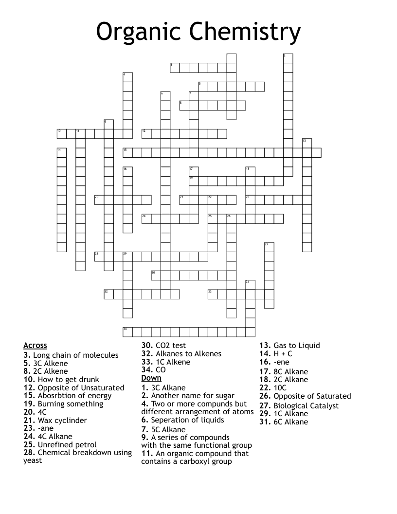 Organic Chemistry Crossword