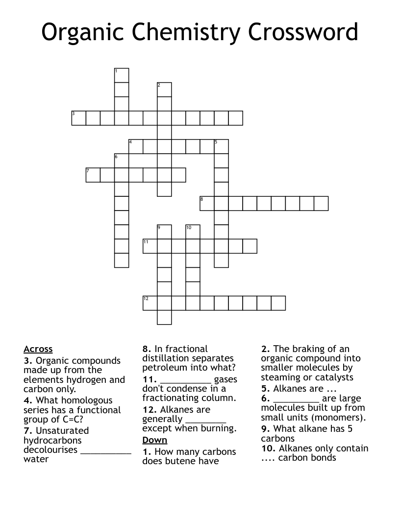 Organic Chemistry Crossword