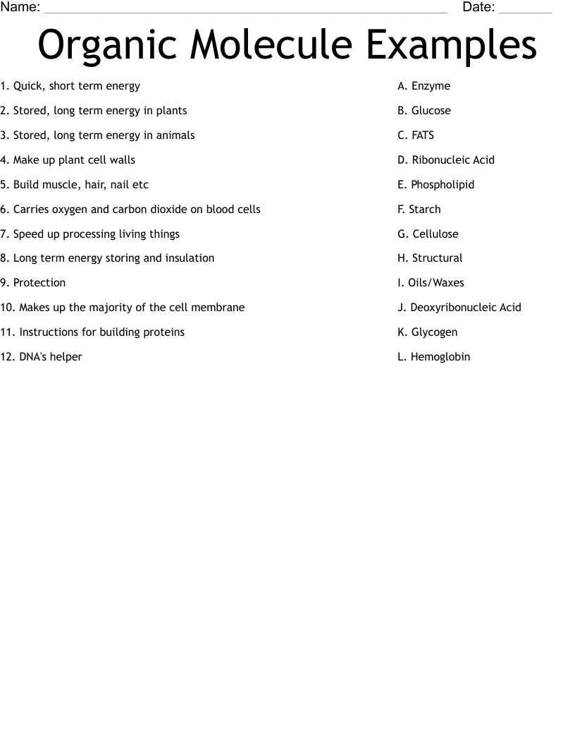 Organic Molecule Examples