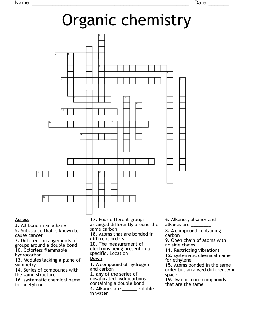 Organic chemistry Crossword