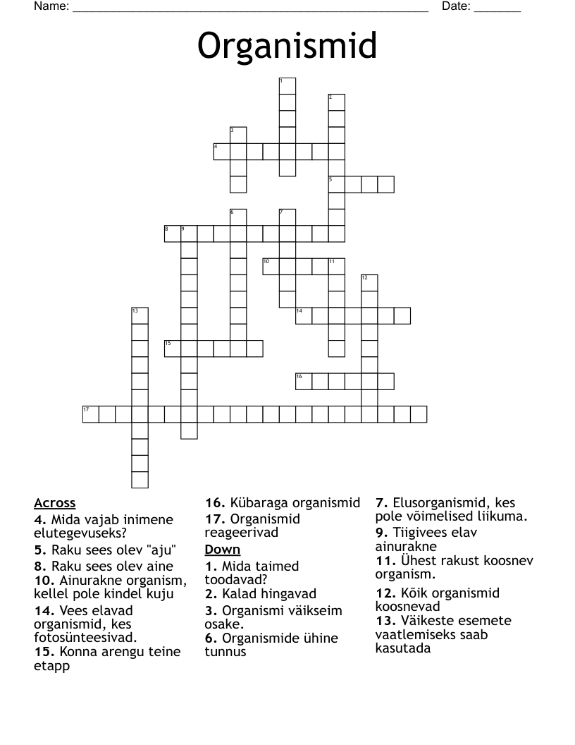 Organismid Crossword