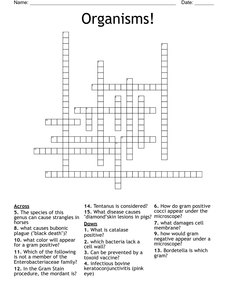 Organisms! Crossword