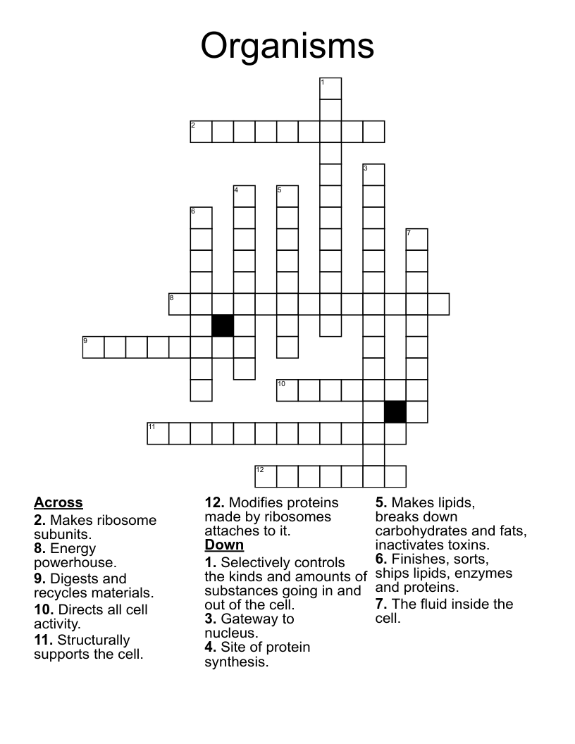 Organisms Crossword