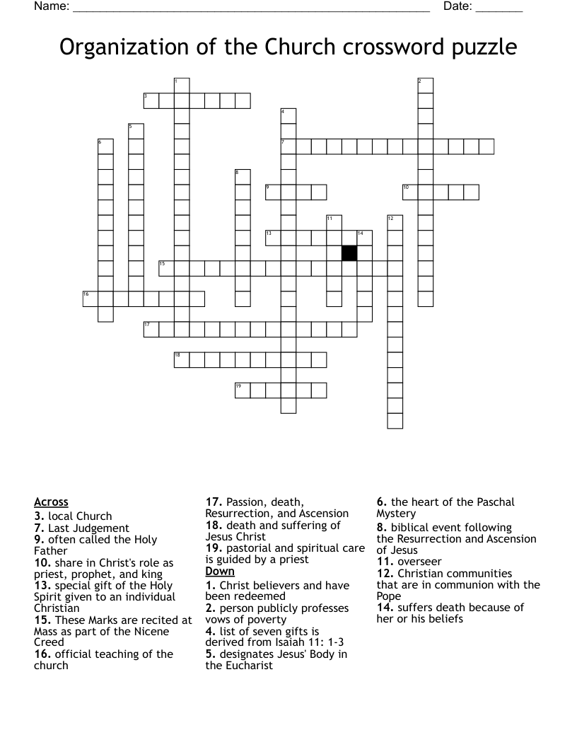 Organization of the Church crossword puzzle
