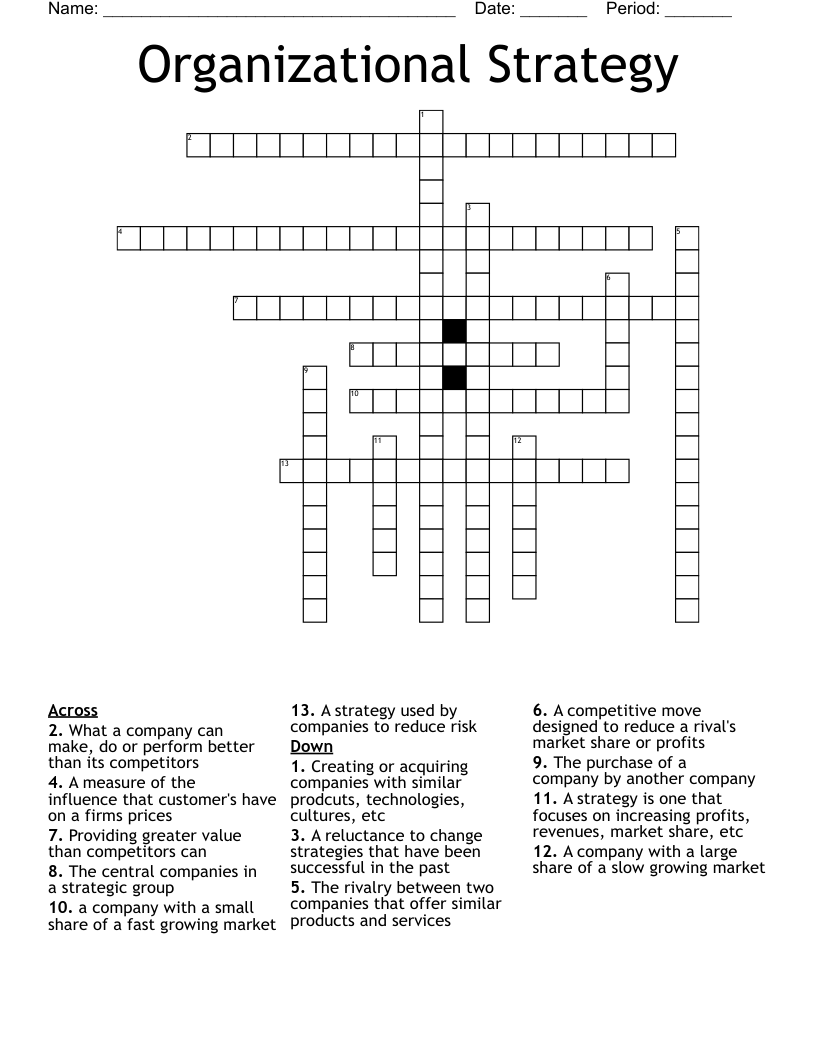 Organizational Strategy Crossword