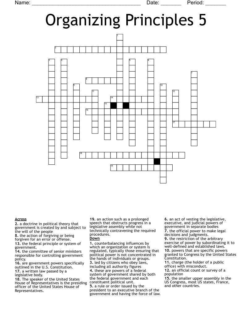 Organizing Principles 5 Crossword