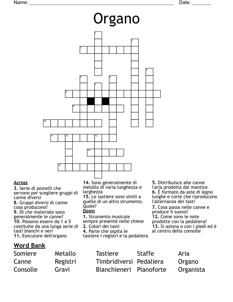 Organo Crossword