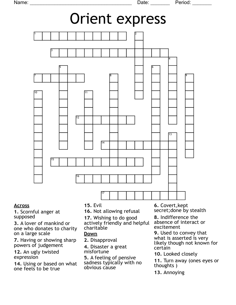 Orient express  Crossword