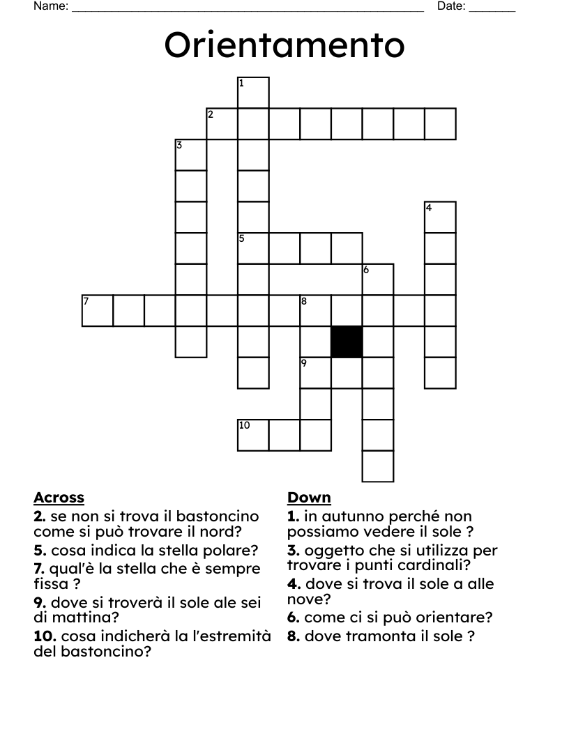 Orientamento  Crossword