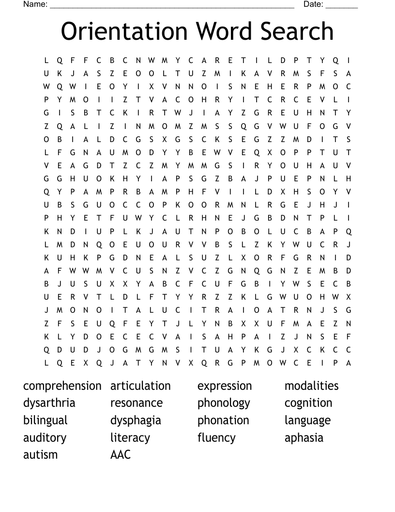Orientation Word Search