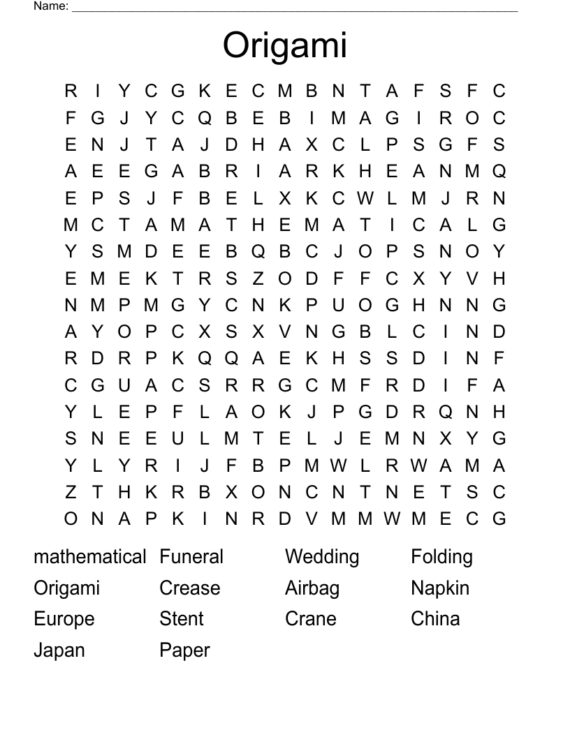 Origami Word Search