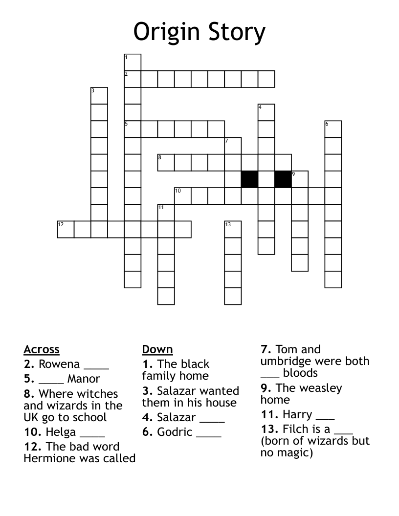 Origin Story Crossword