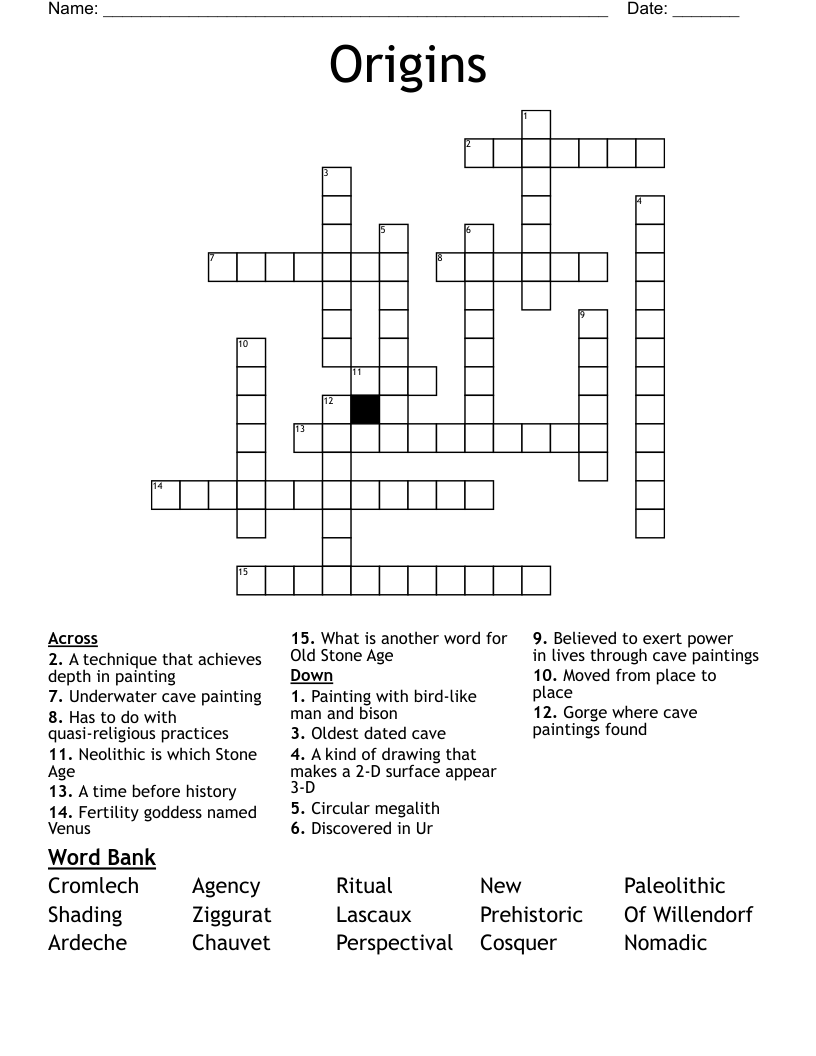 Origins Crossword
