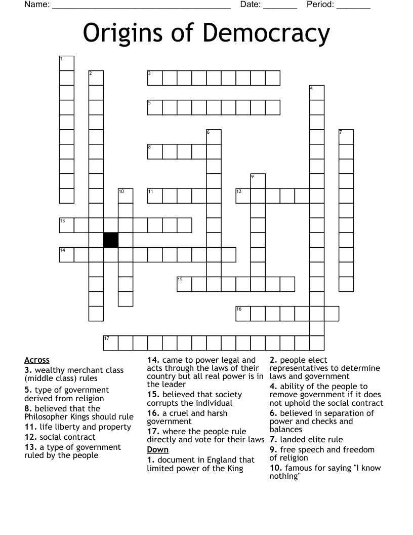 Origins of Democracy Crossword