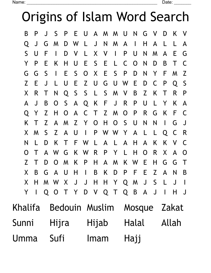 Origins of Islam Word Search