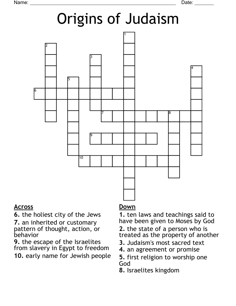 Origins of Judaism Crossword