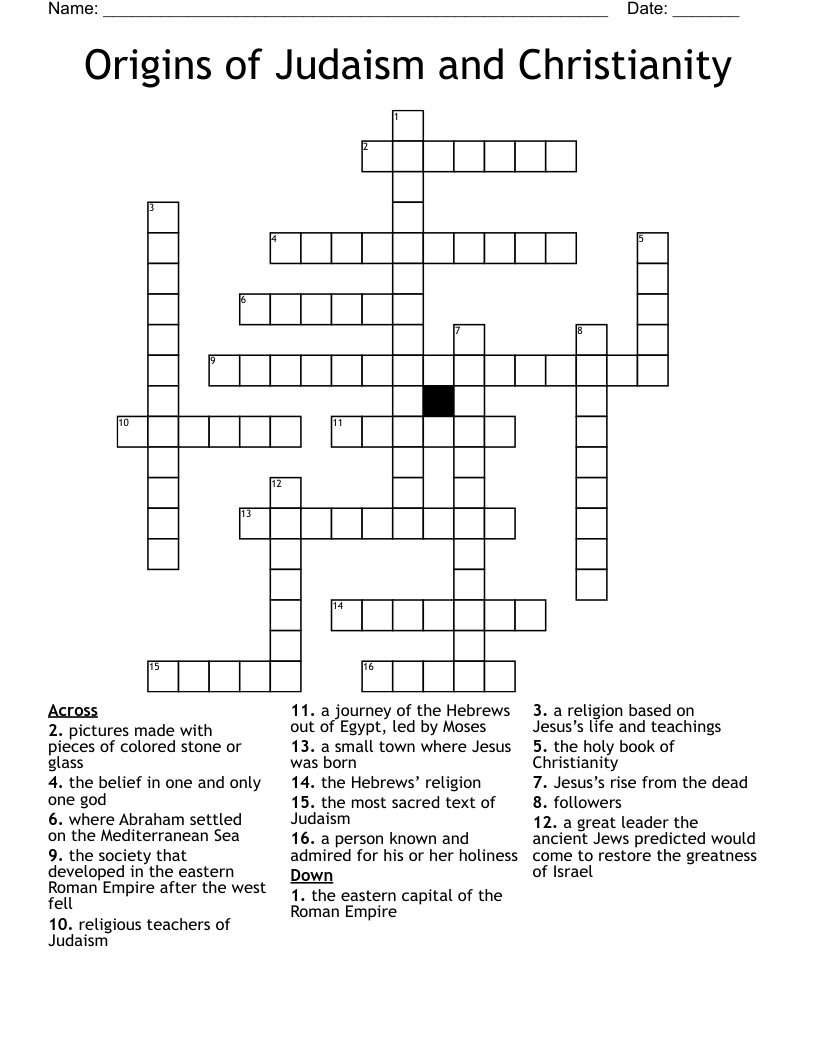 Origins of Judaism and Christianity Crossword