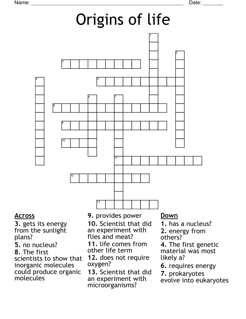 Origins of life Crossword