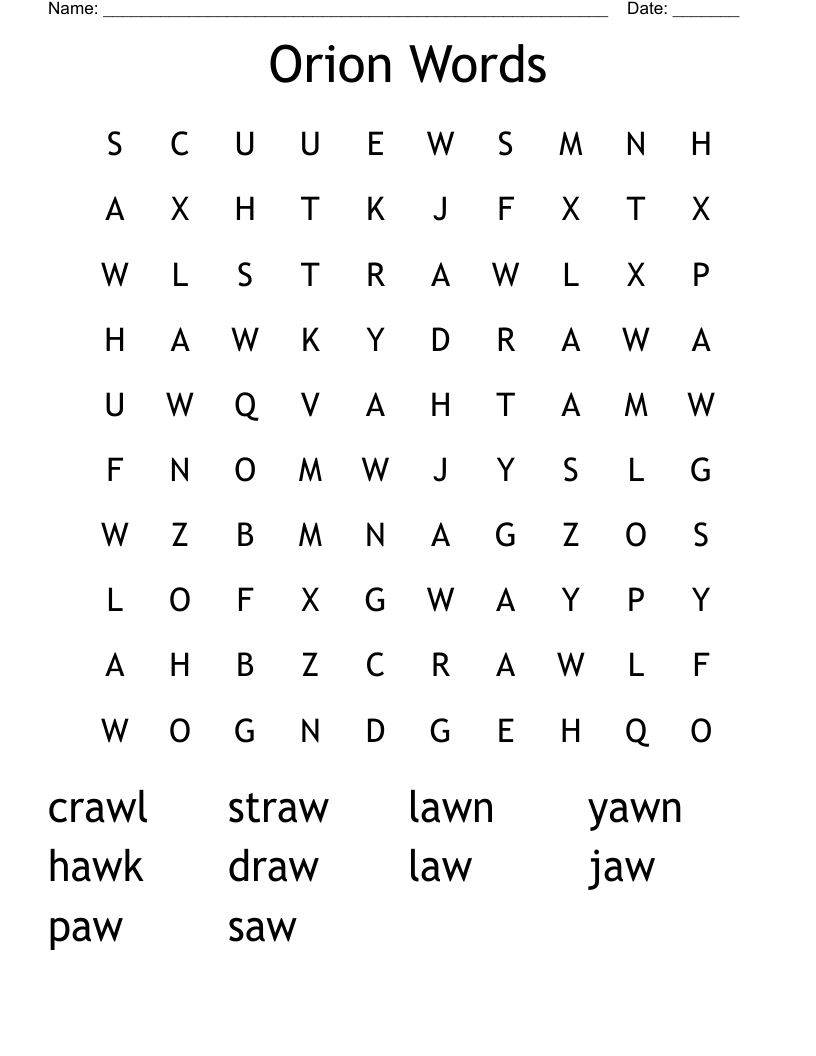 Orion Words Word Search