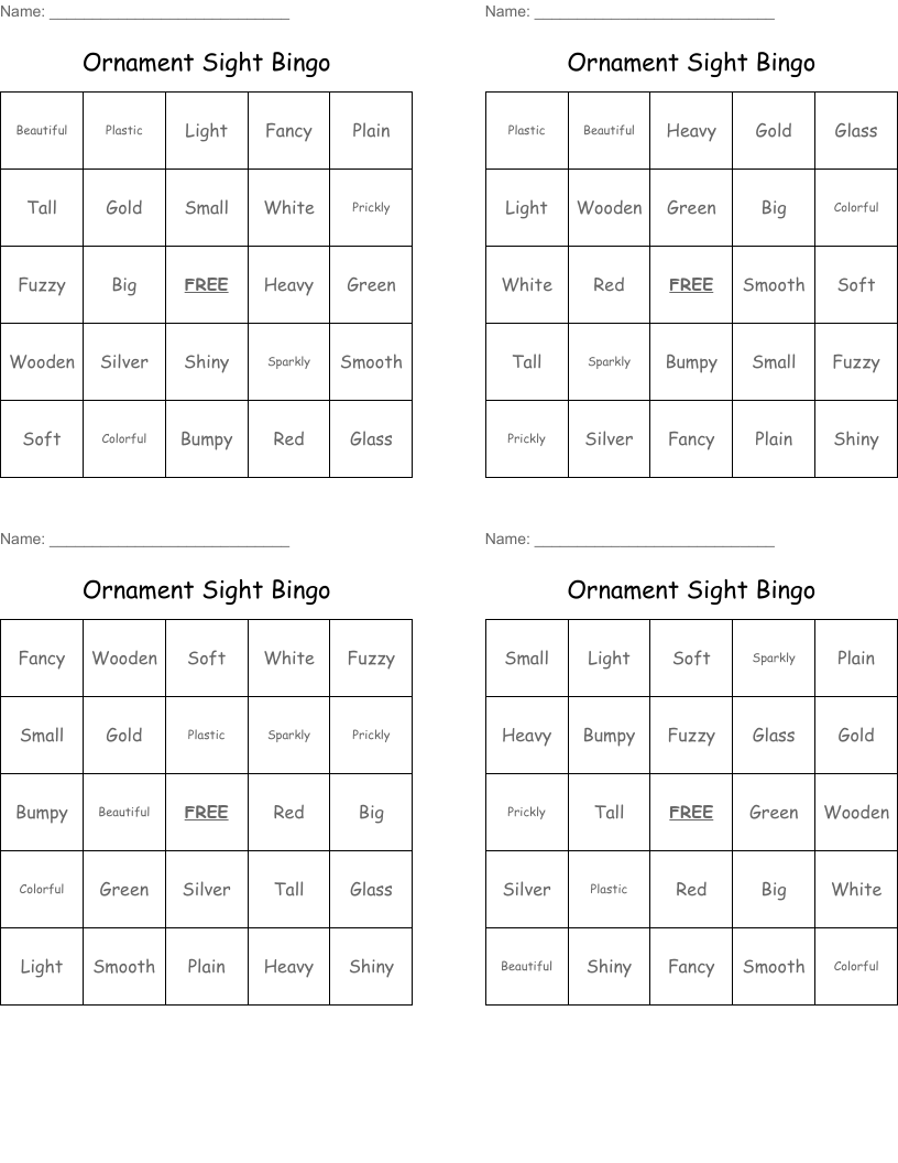Ornament Sight Bingo 